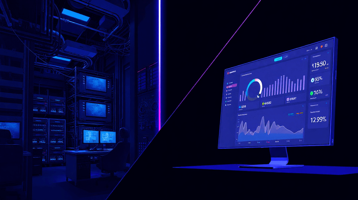 Split-scene illustration contrasting complex enterprise platform implementation with a fast streamlined SaaS deployment, representing different speed-to-market timelines