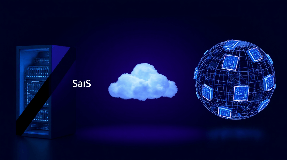 Three workflow automation hosting models illustrated as infrastructure nodes: self-hosted servers, pure SaaS cloud, and regional cloud processing centers